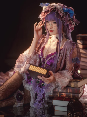 COS图集丨Coser弥音音ww:20P帕秋莉cos,236MB高清暴击,这才是真正的魔法少女！