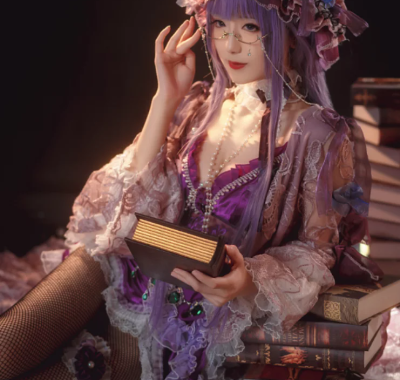 COS图集丨Coser弥音音ww:20P帕秋莉cos,236MB高清暴击,这才是真正的魔法少女！